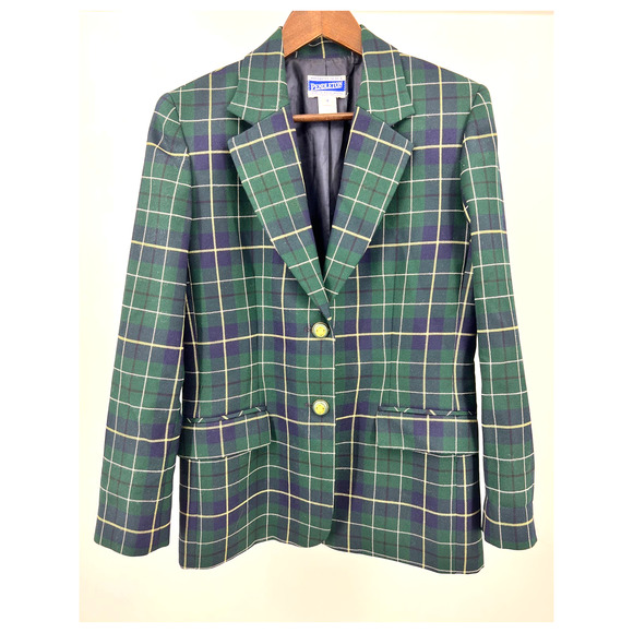 Pendleton Jackets & Blazers - Vintage 90's Pendleton Blazer Plaid Blue and Green Women's Size 4 Wool